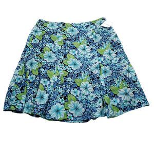Sag Harbor Green Blue Floral Fit and Flare Flouncy Hem Skirt Size 22W